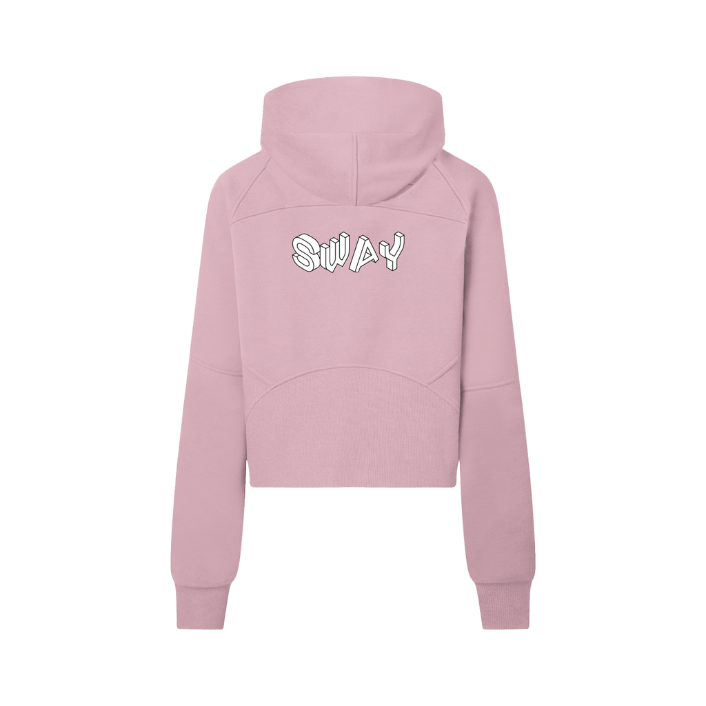 Pink/White SWAY Cropped Half Zip Hoodie