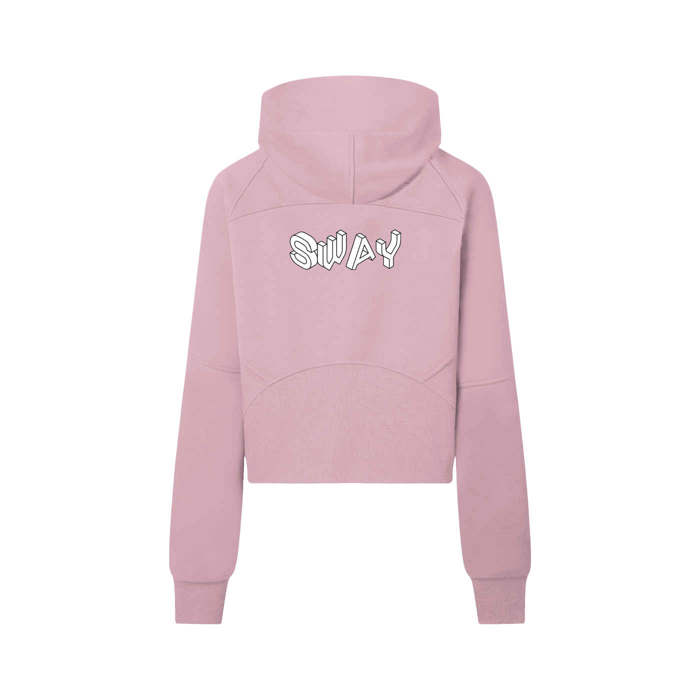 Pink/White SWAY Cropped Half Zip Hoodie