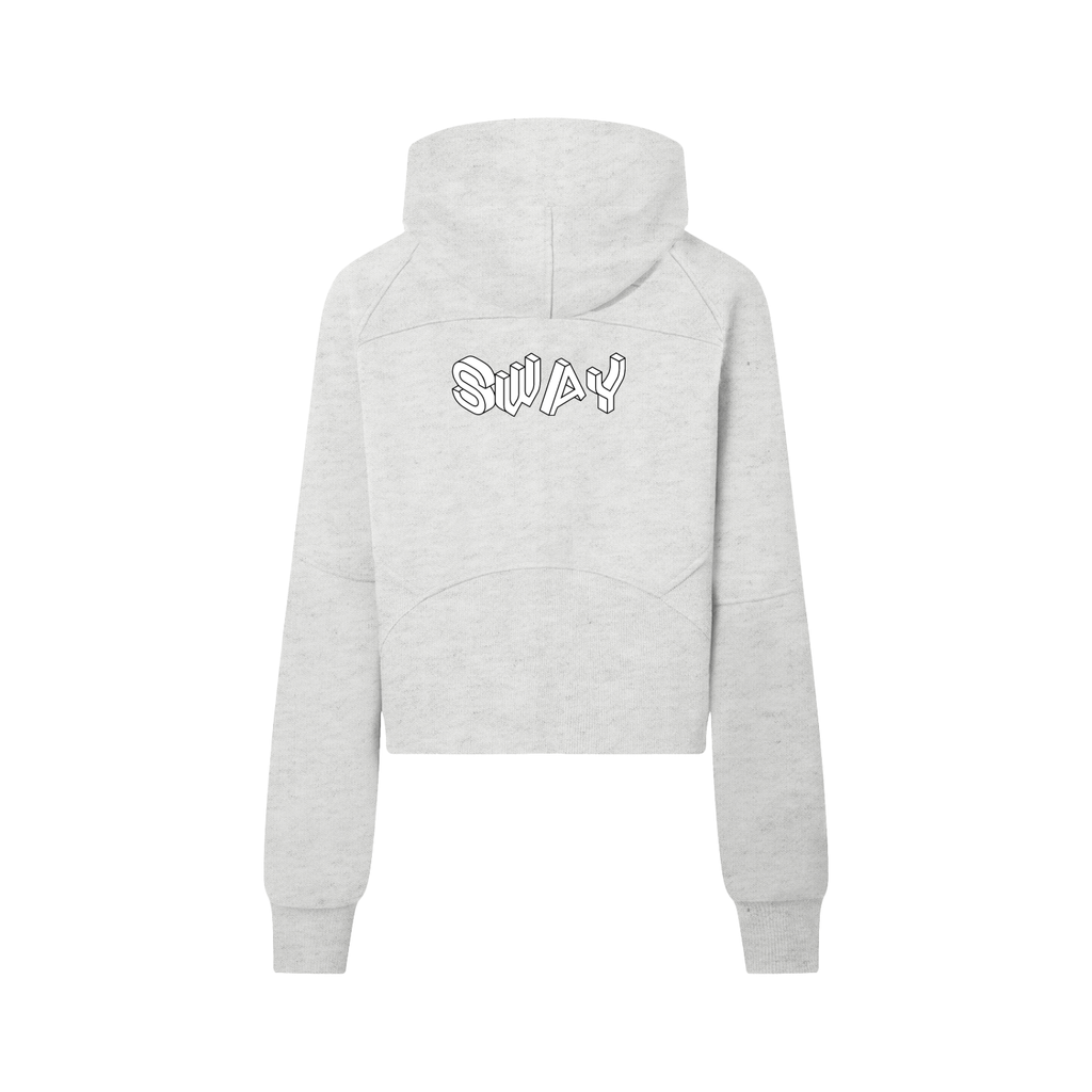 Grey/White SWAY Cropped Half Zip Hoodie