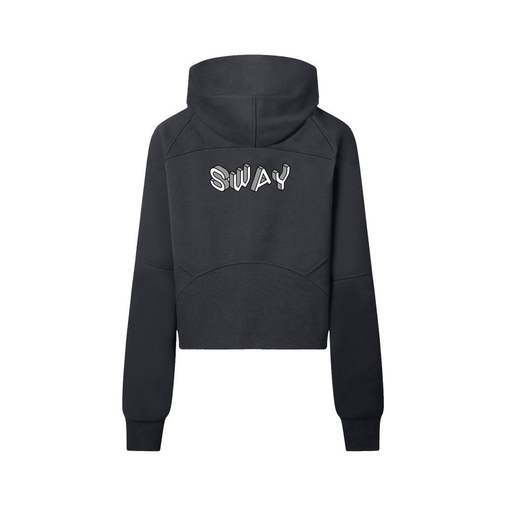 Black/Grey SWAY Cropped Half-Zip Hoodie